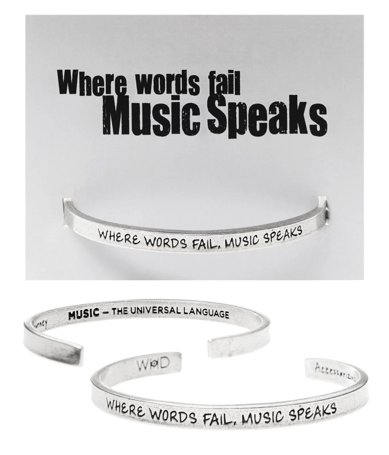 Where Words Fail Music Speaks Quotable Cuff Bracelet