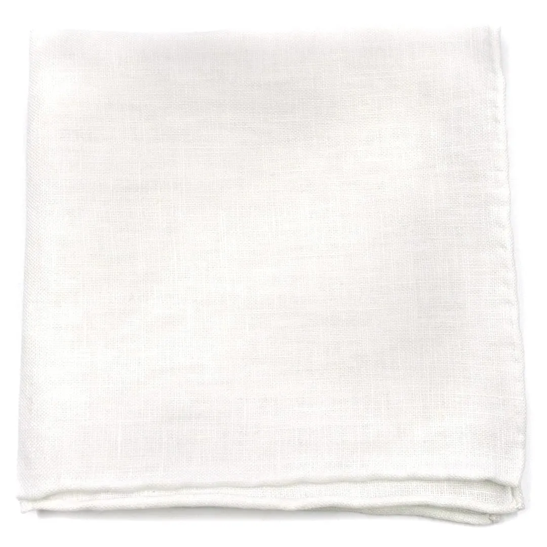 White Border Linen Pocket Square