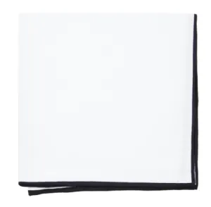 White Cotton with Black Border Pocket Square