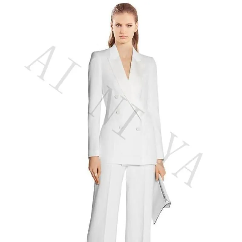 White Jacket Pants Suits Double Breasted Business Suits