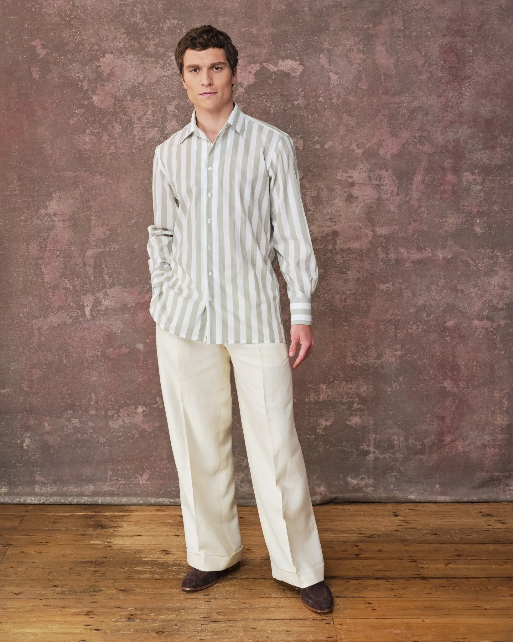 White Linen Blend Double-Breasted Suit