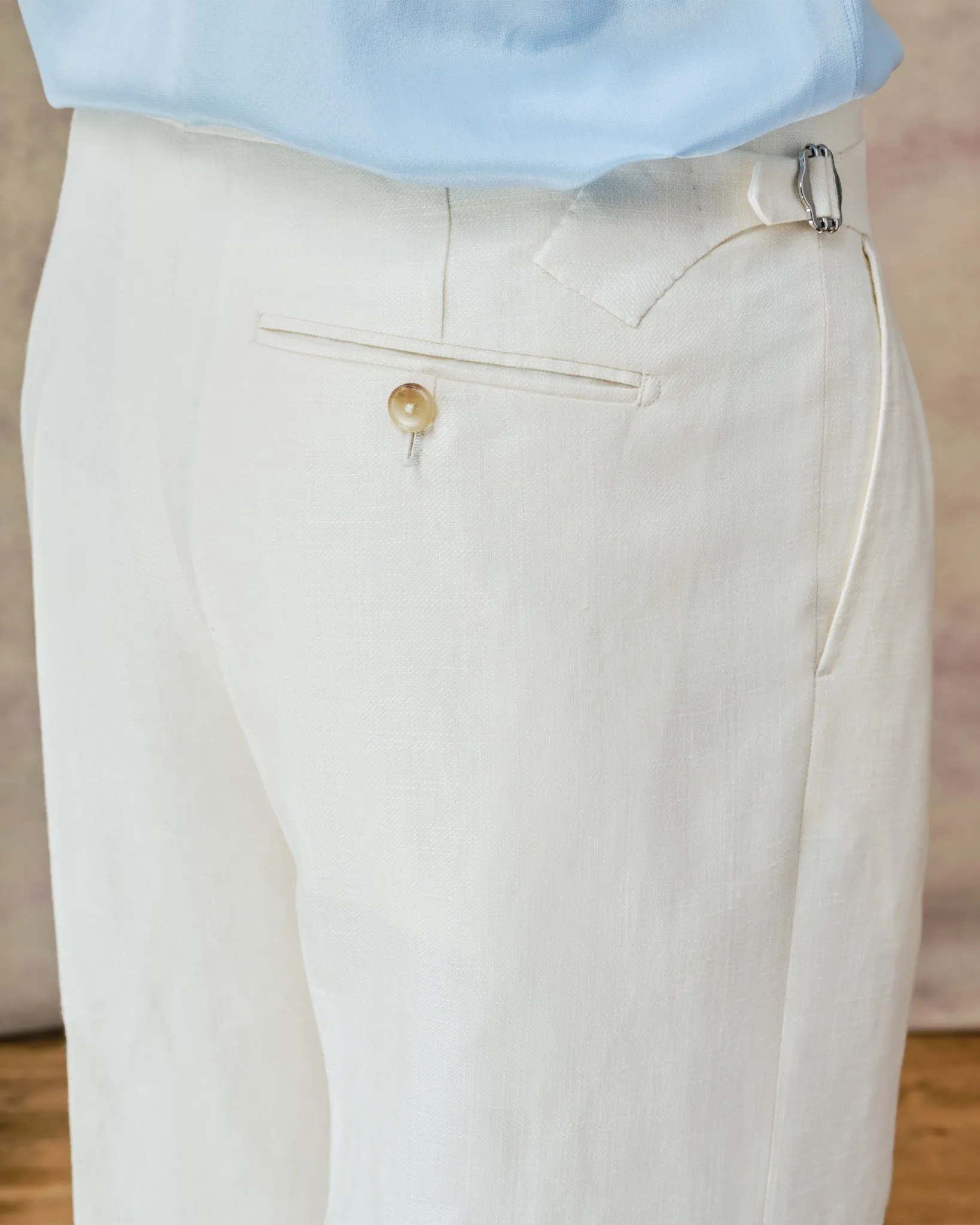 White Linen Blend Double-Breasted Suit