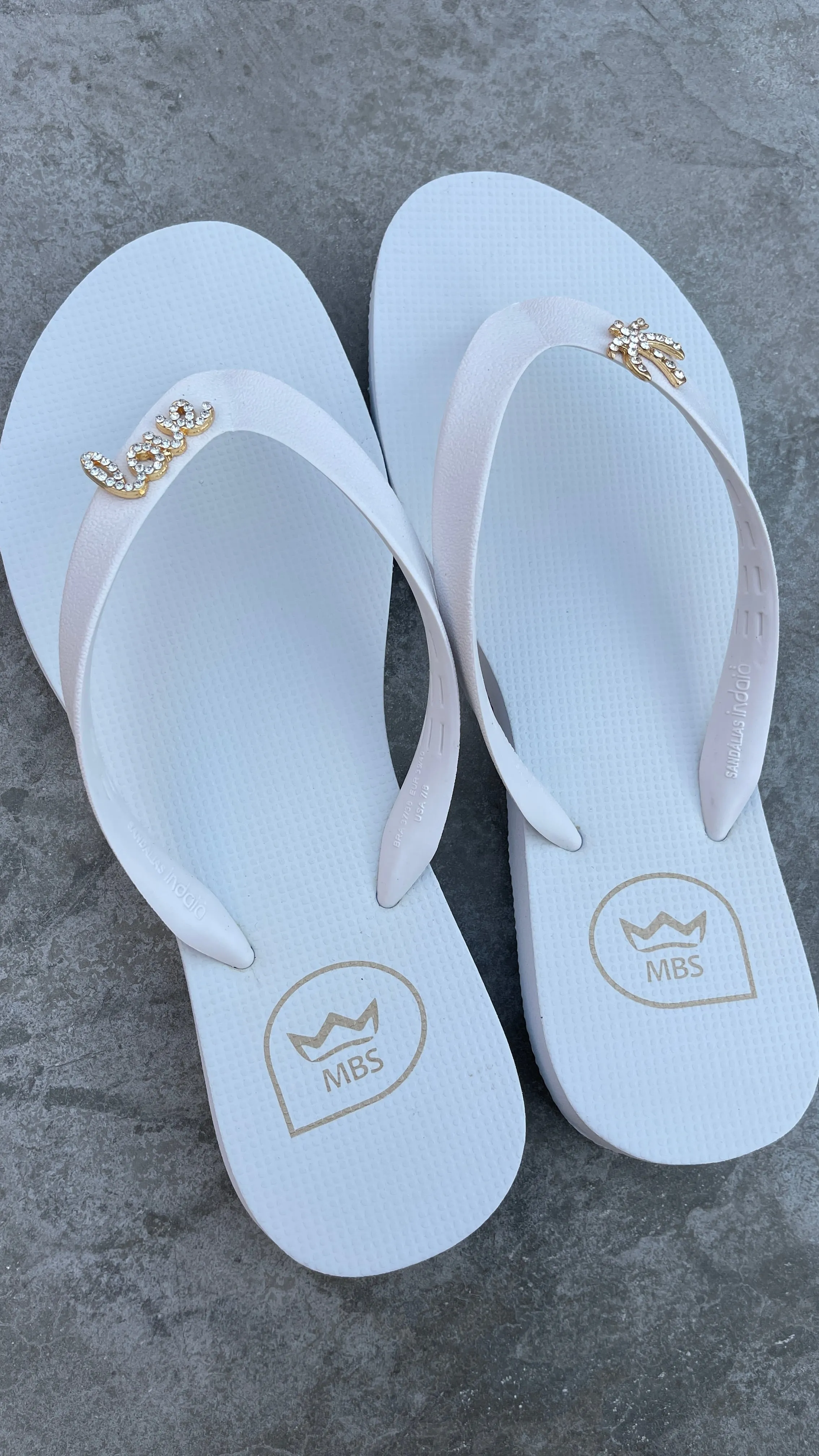 White Love Palm Trees Flip Flops