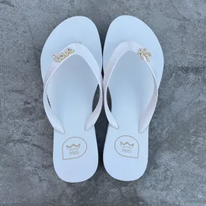 White Love Palm Trees Flip Flops