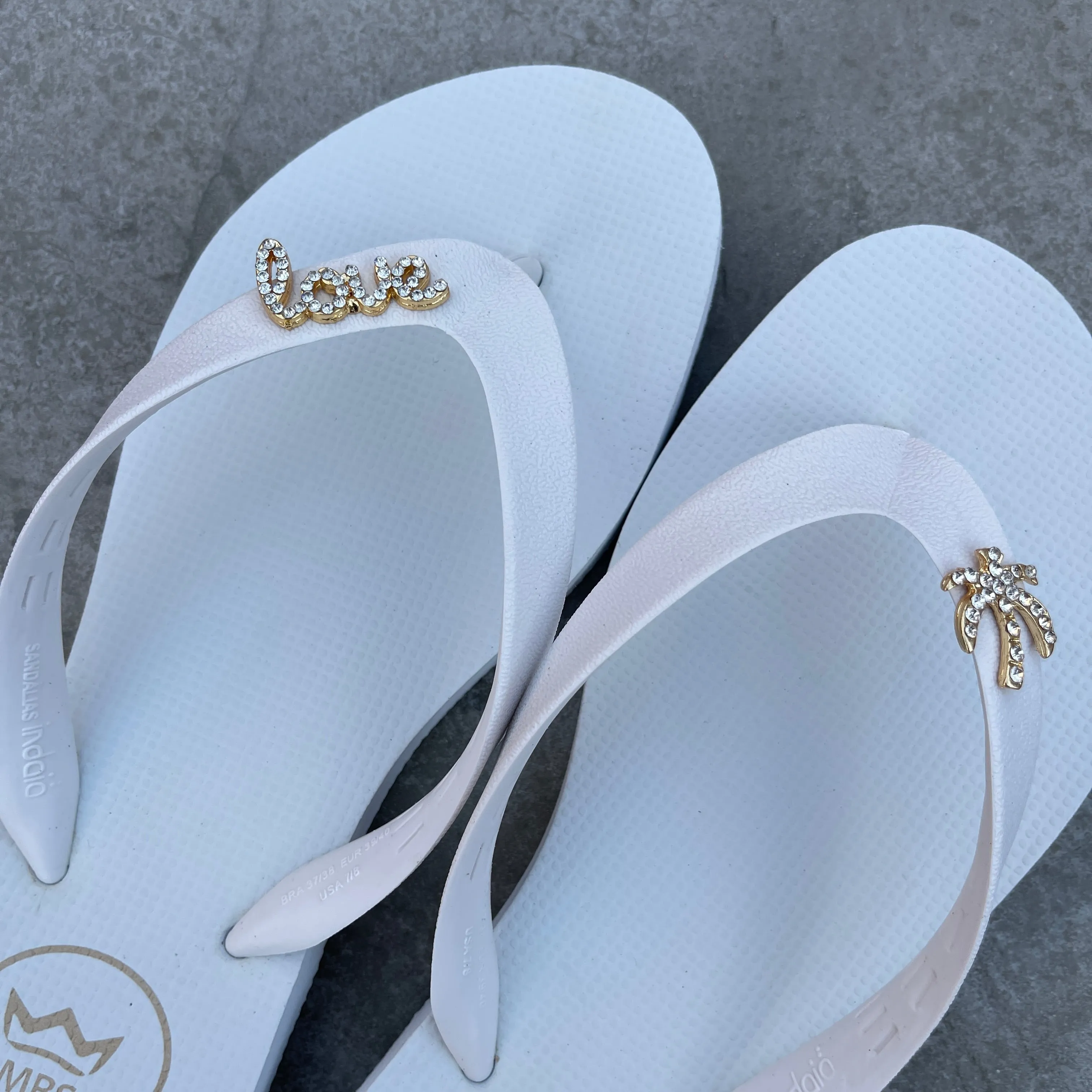 White Love Palm Trees Flip Flops