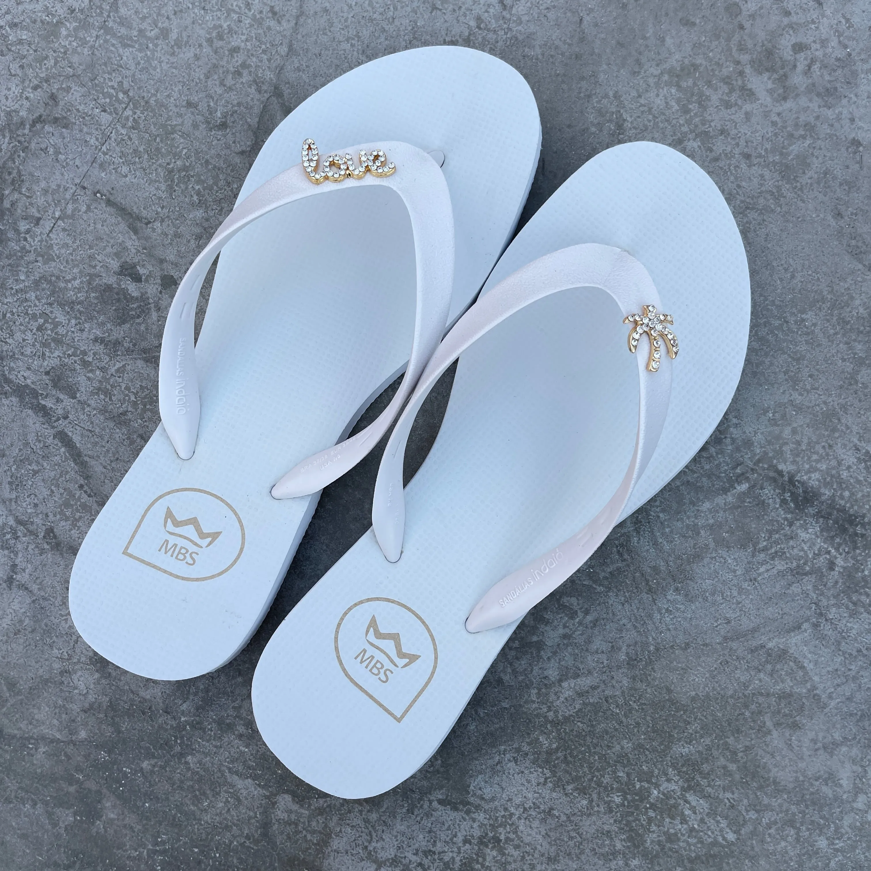 White Love Palm Trees Flip Flops