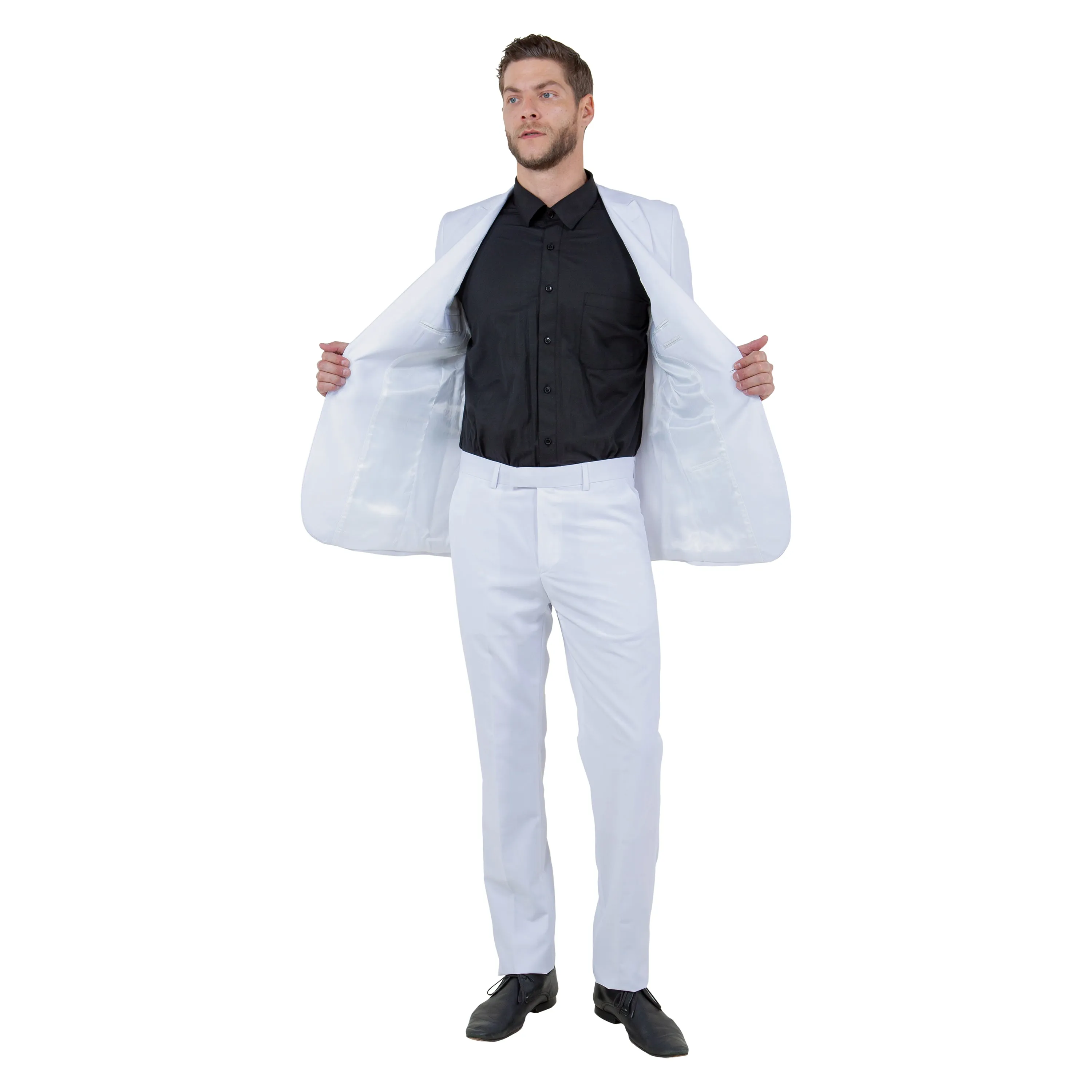 White Solid 2-PC Slim Fit Performance Stretch Suits