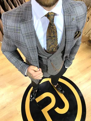 Wilson - Black/Grey/Orange 3 Piece Suit