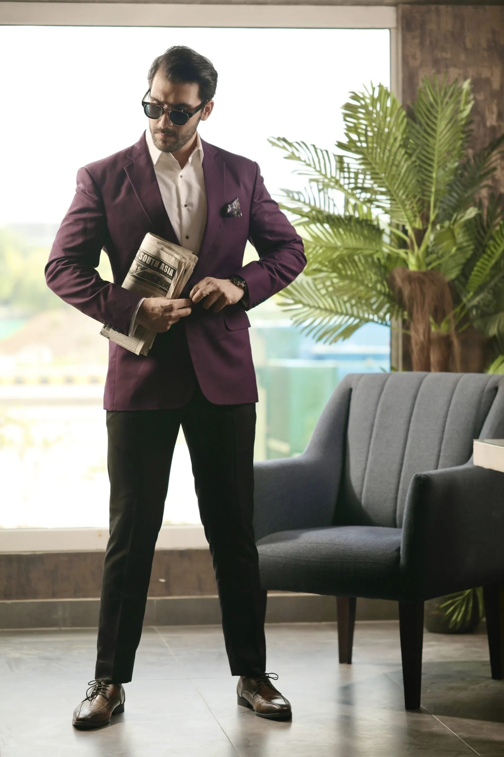 Wine Purple Structured Blazer