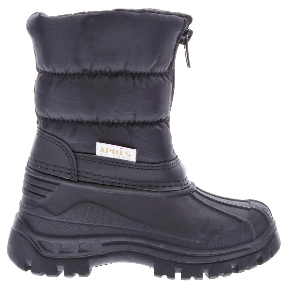 Winter Boots Toddler/Lil' Kids Coco Black Zipper Front Boot, Boys-Girls