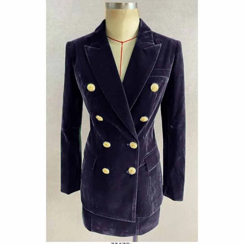 Women formal business suit velvet double-breasted skirt suit
