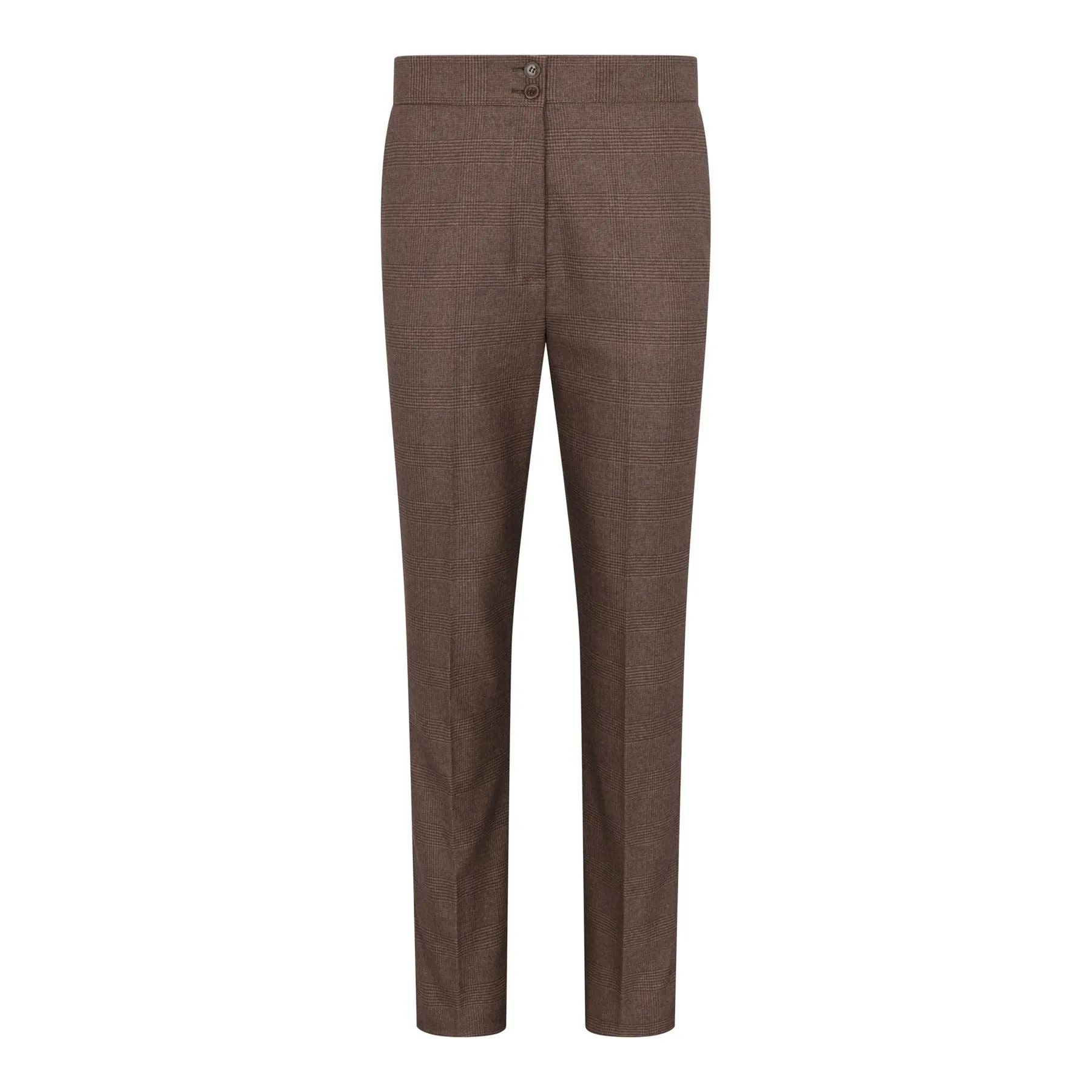 Women's Brown Three-Piece Tailored Fit Suit in Prince of Wales Check