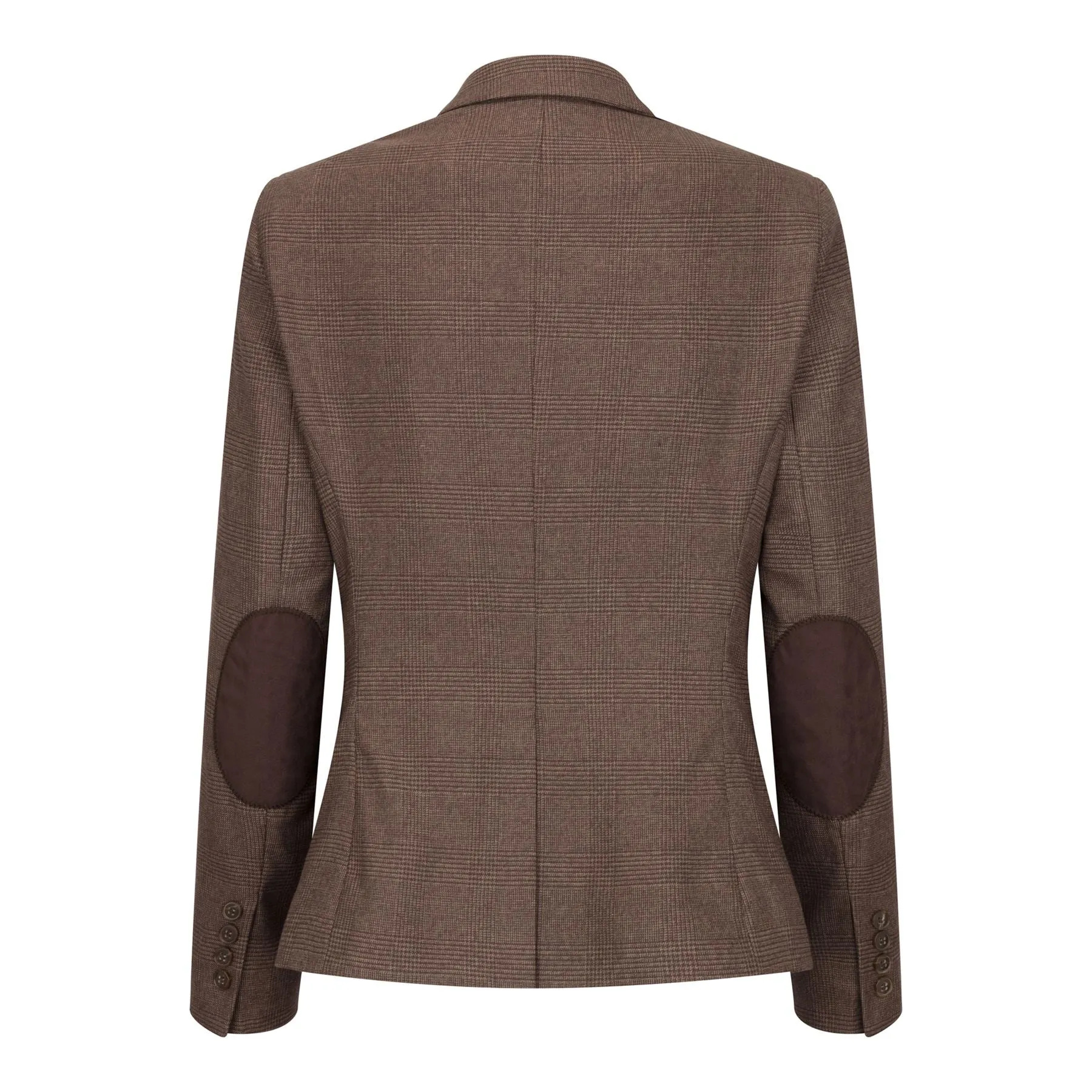 Women's Brown Three-Piece Tailored Fit Suit in Prince of Wales Check