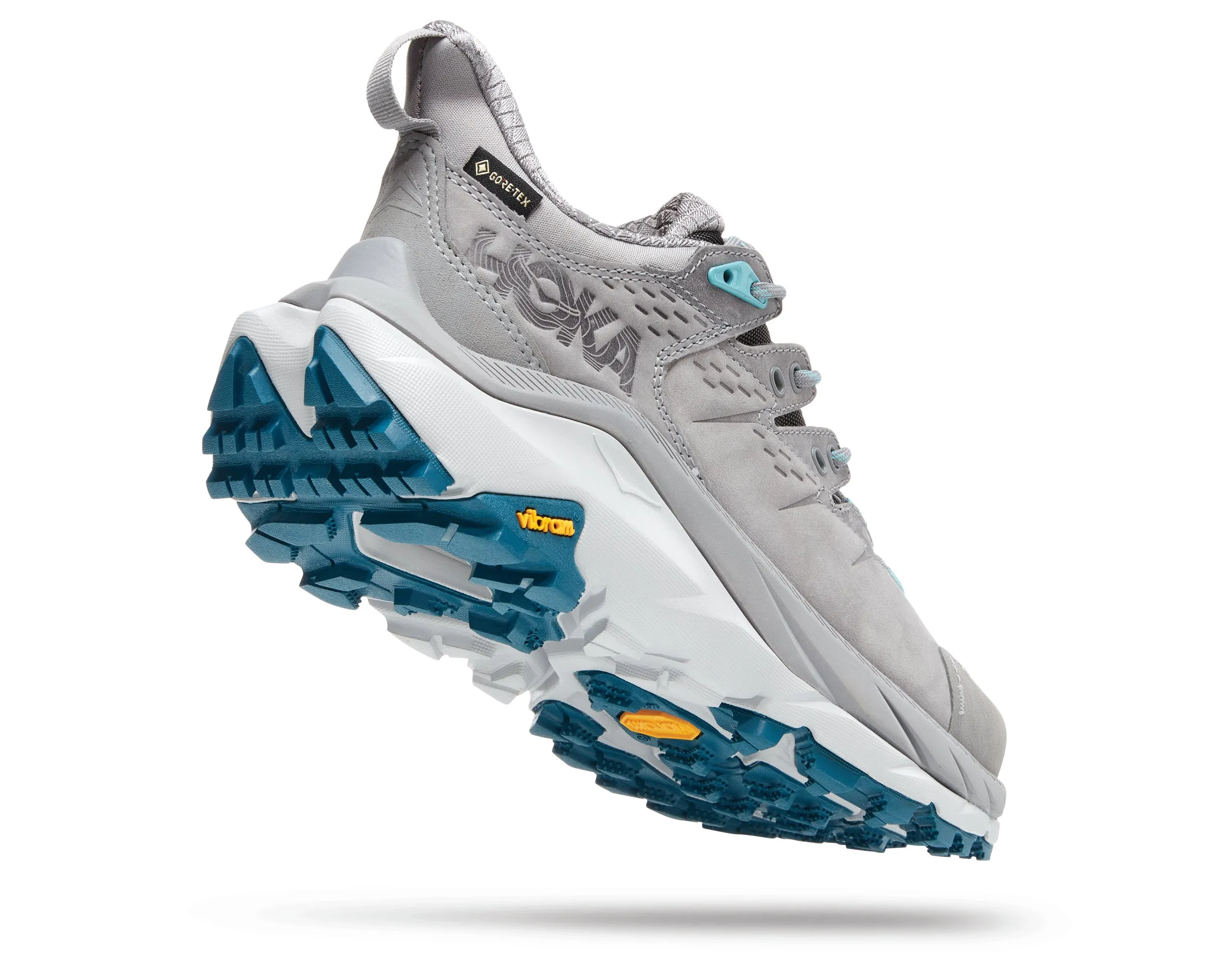 Women's Hoka Kaha 2 Low GTX Color: Sharkskin/ Blue Coral