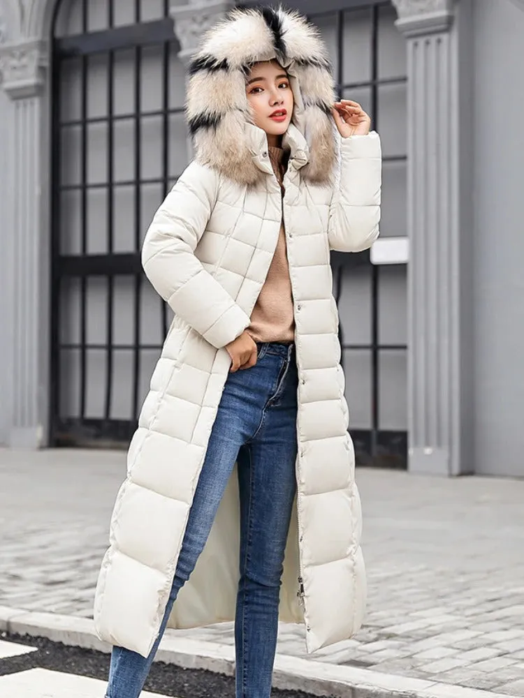 Women's Winter Chic Long Hooded Puffer Coat