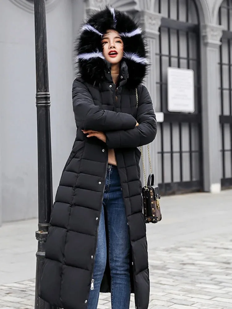Women's Winter Chic Long Hooded Puffer Coat
