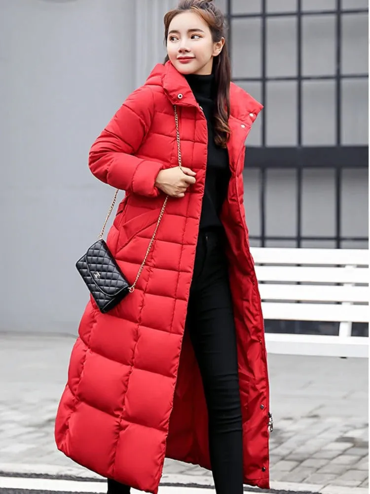 Women's Winter Chic Long Hooded Puffer Coat