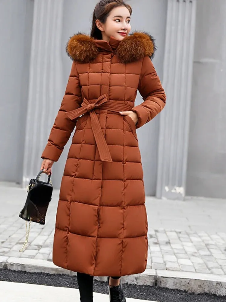 Women's Winter Chic Long Hooded Puffer Coat