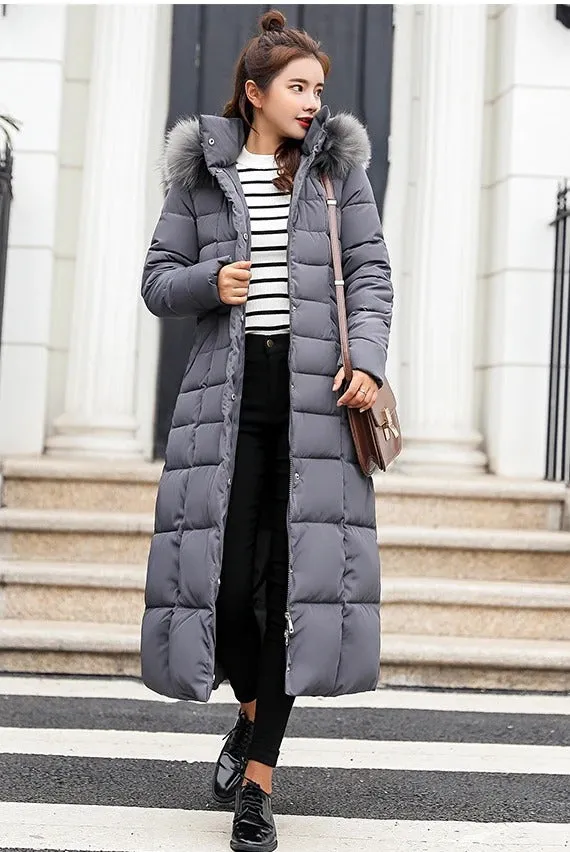 Women's Winter Chic Long Hooded Puffer Coat