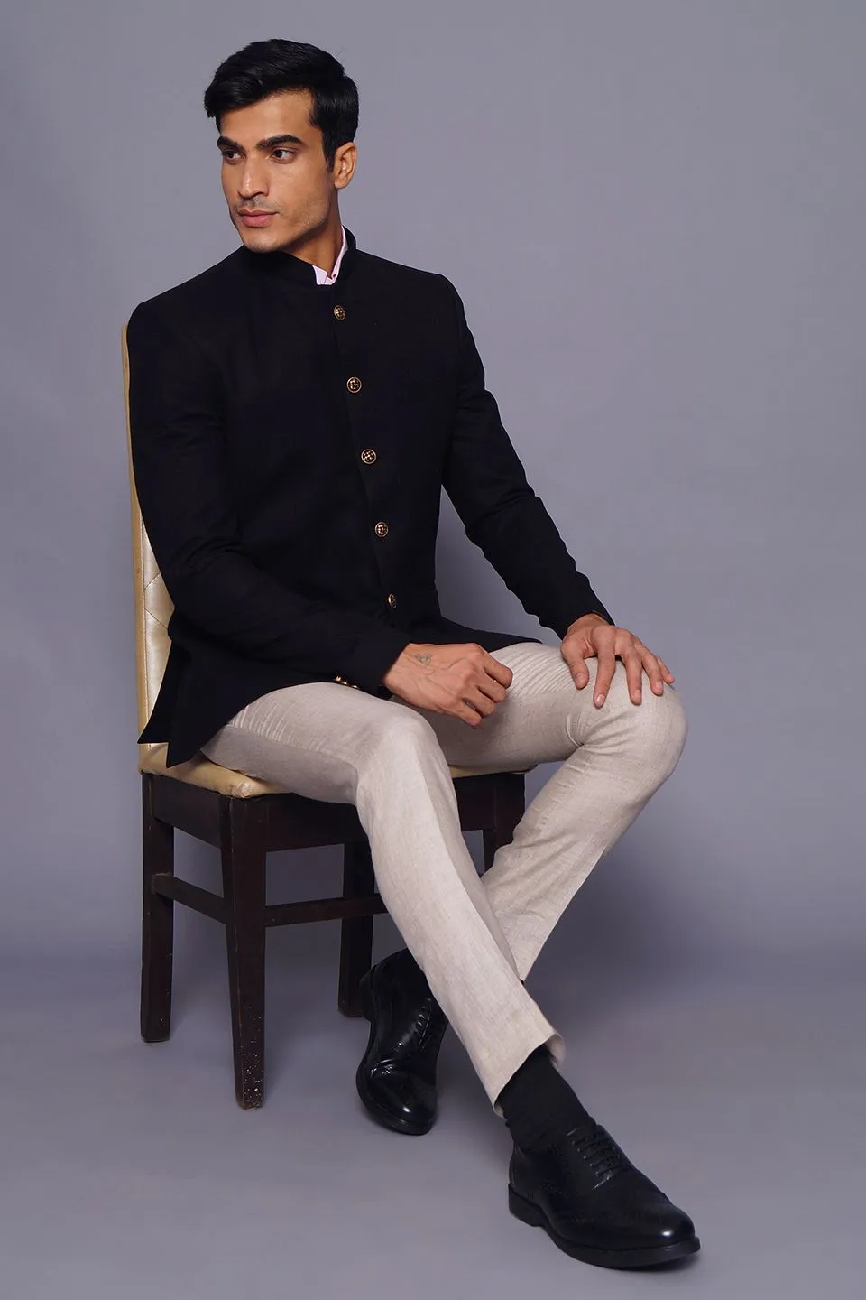 Wool Black Bandhgala