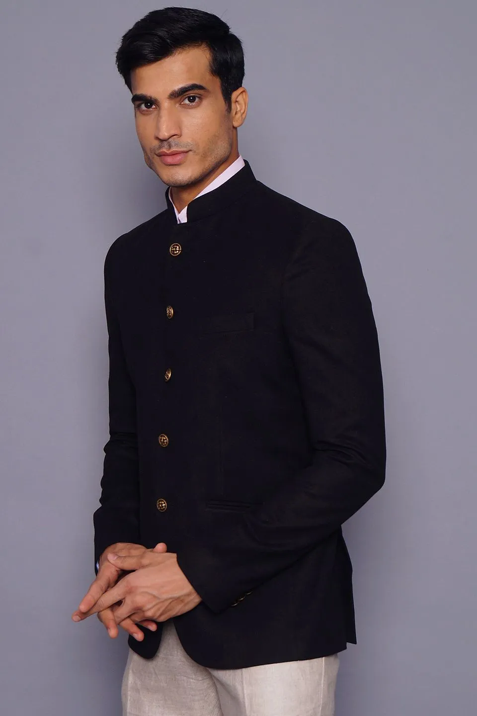 Wool Black Bandhgala