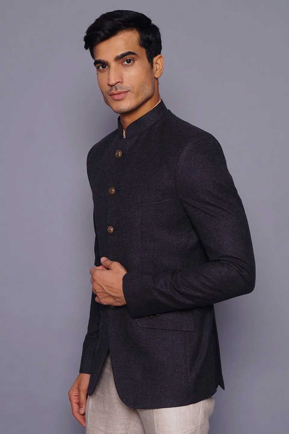 Wool Grey Bandhgala