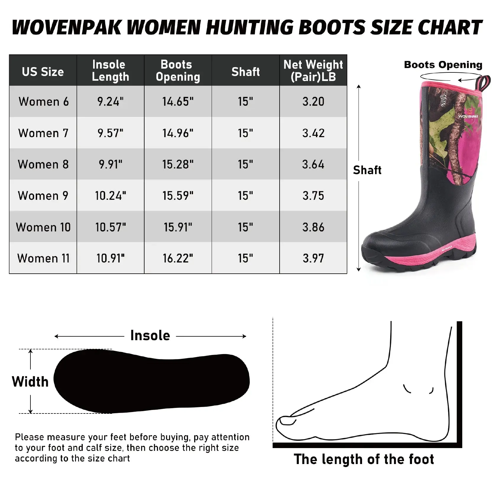 WOVENPAK Waterproof Rubber Boots for Women