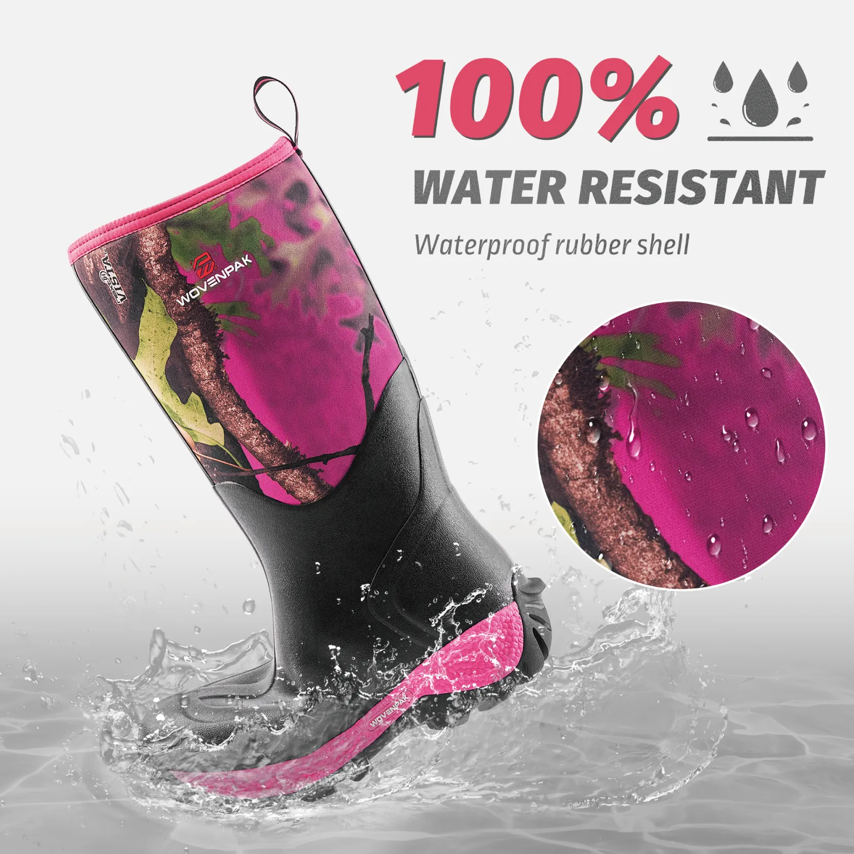 WOVENPAK Waterproof Rubber Boots for Women
