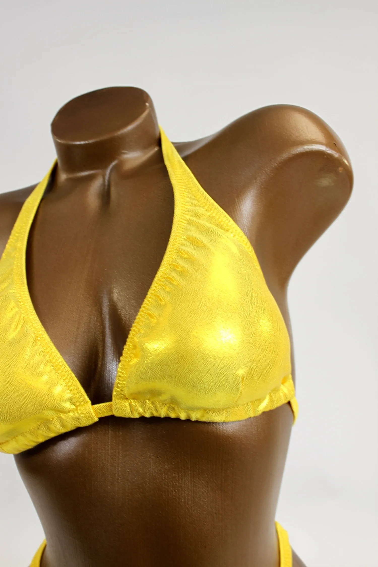 Yellow Metallic Spandex Posing Suit